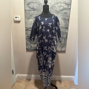 Navy Dragon Print Maxi Dress – Artistic Form and Print – Med- XL